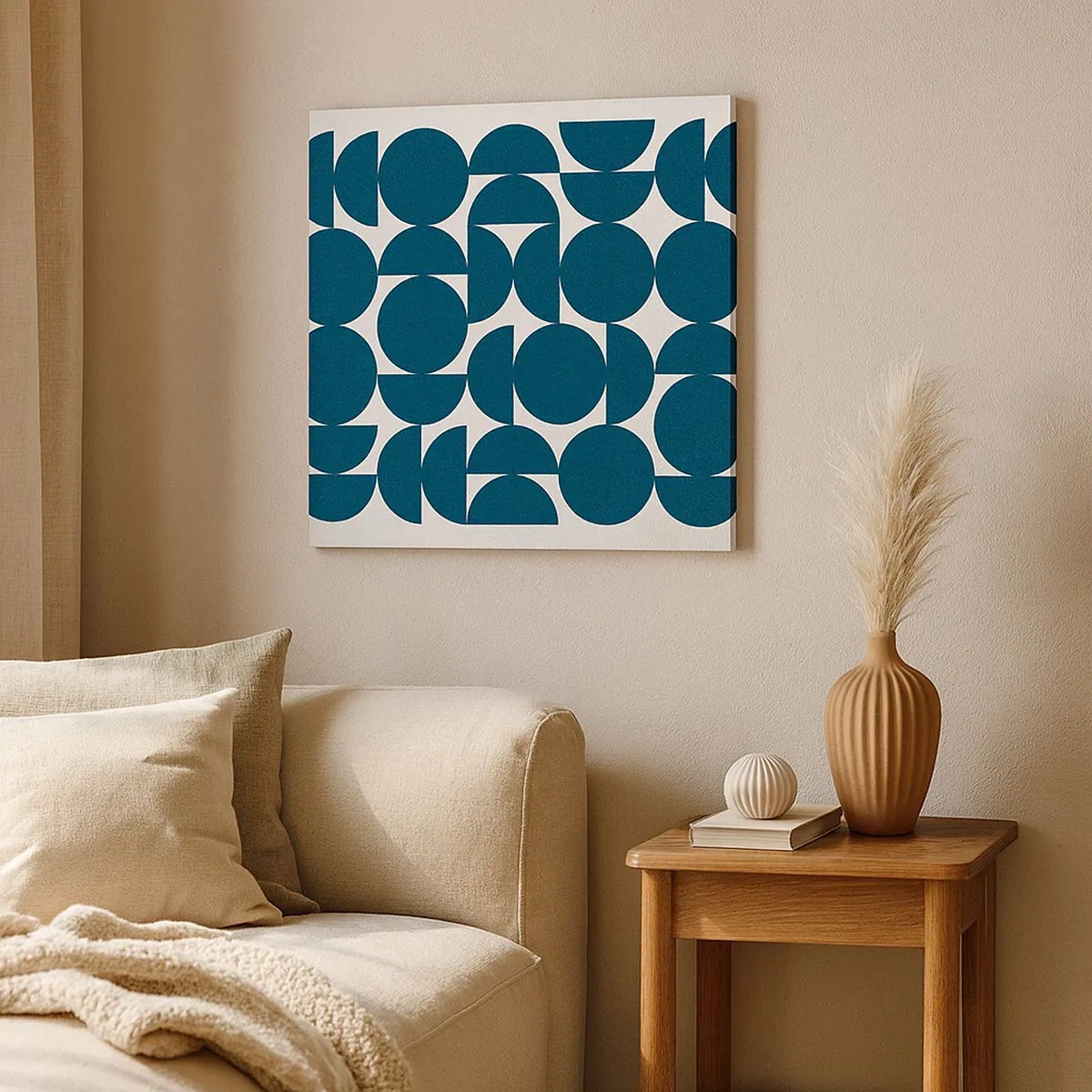 Quadro em tela - Círculos e semicírculos - 30x30 cm