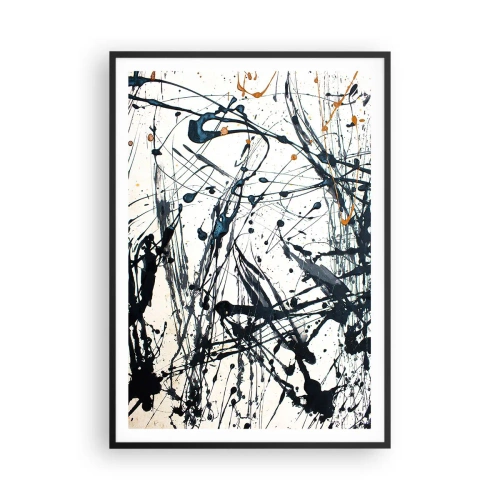 Pôster com moldura preta - Abstração expressionista - 70x100 cm