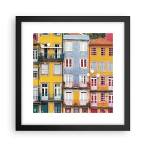 Pôster com moldura preta - Cores da cidade velha - 30x30 cm