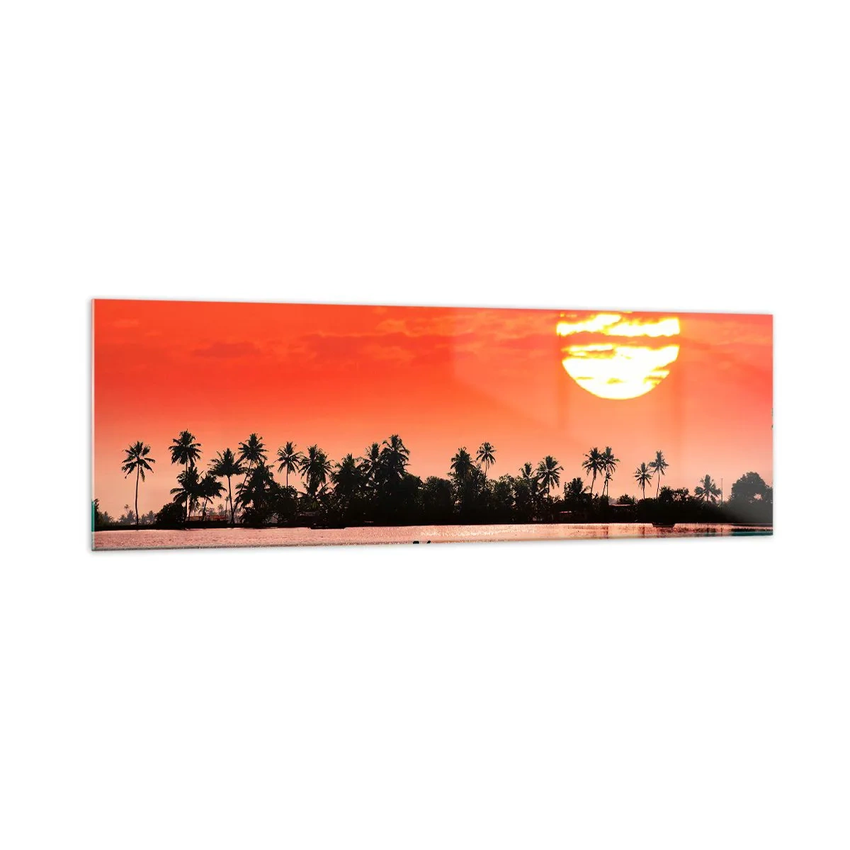 Quadro em vidro - A calma dos trópicos ao pôr do sol - 160x50 cm