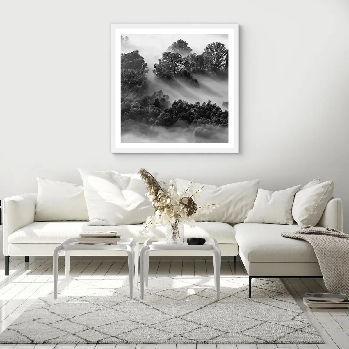 Pôster em moldura branca - Levantar-se do sono - 40x40 cm