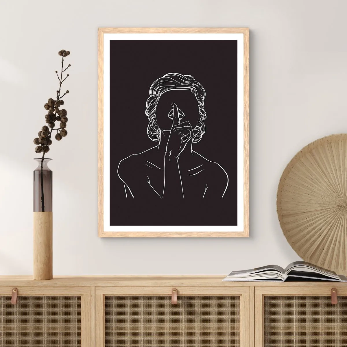 Pôster com moldura de carvalho claro - A beleza floresce em silêncio - 40x50 cm