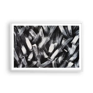 Pôster em moldura branca - Abstração no espírito industrial - 91x61 cm