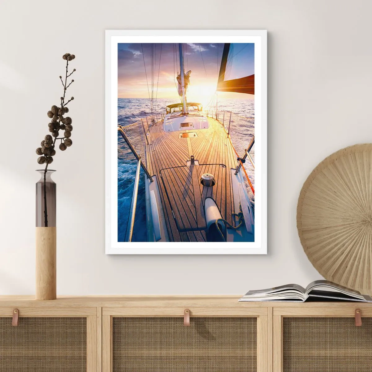 Pôster em moldura branca - Correr sobre as ondas - 61x91 cm