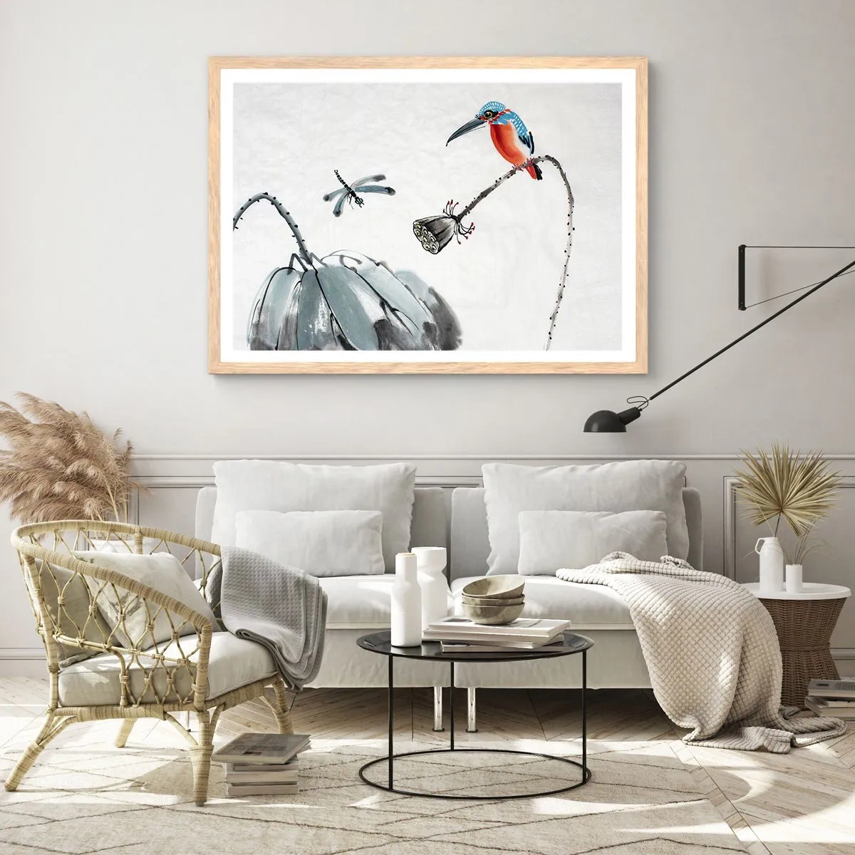 Pôster com moldura de carvalho claro - A vida do prado - 100x70 cm