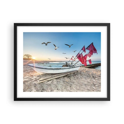 Pôster com moldura preta - Um merecido descanso - 50x40 cm