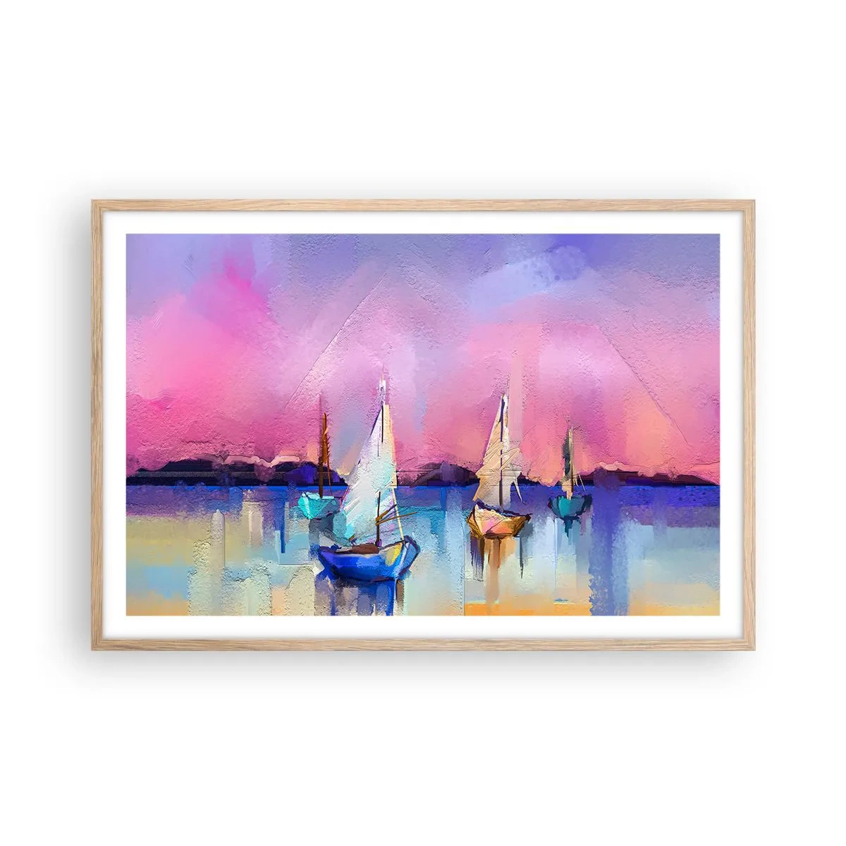 Pôster com moldura de carvalho claro - Direção: águas largas - 91x61 cm