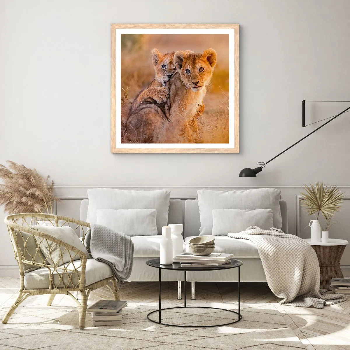 Pôster com moldura de carvalho claro - Não perturbe! Estamos a divertir-nos - 30x30 cm