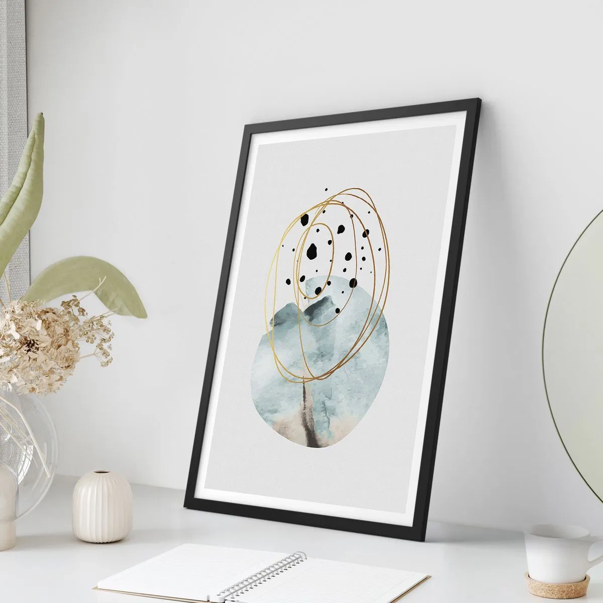 Pôster com moldura preta - No abraço ao espaço - 30x40 cm