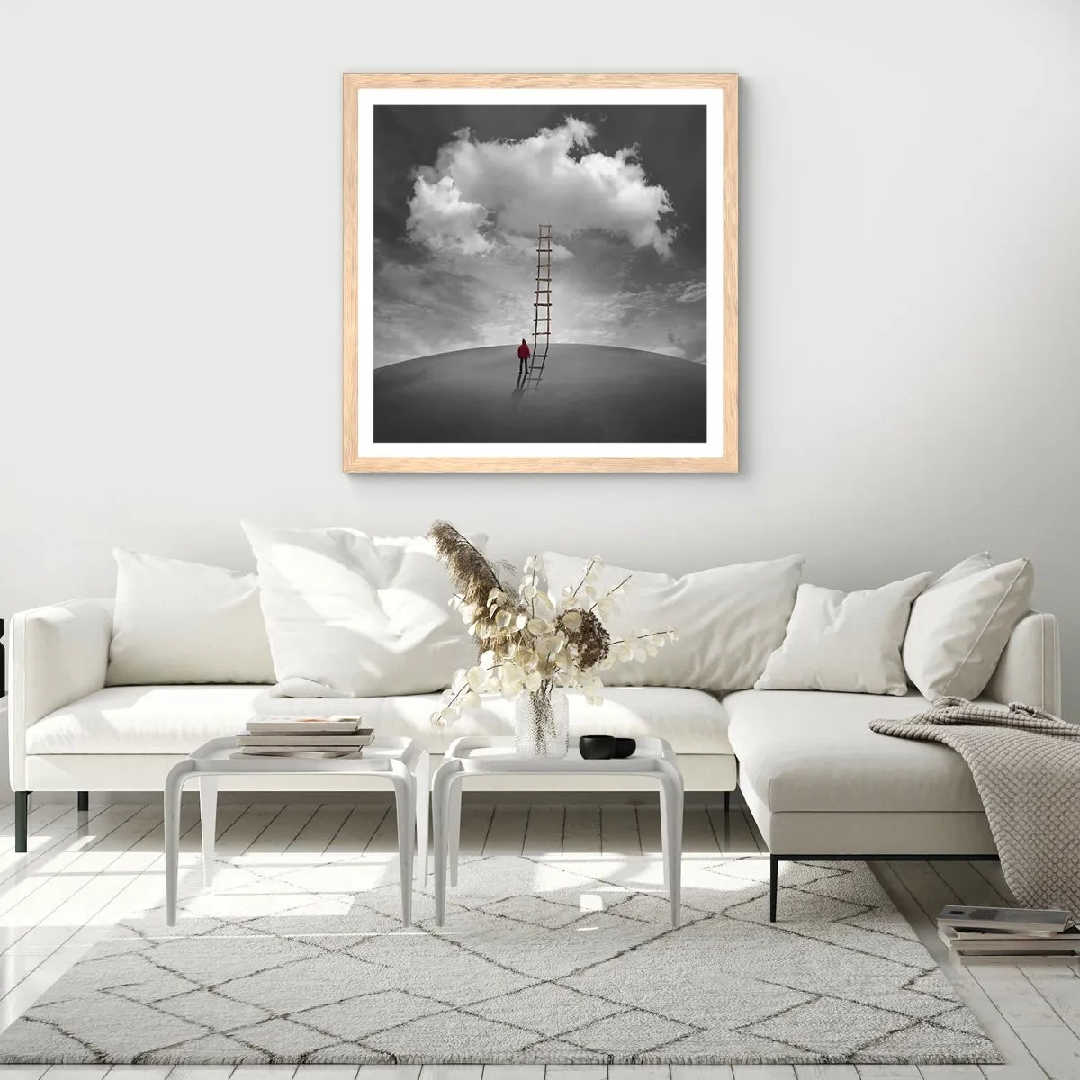 Pôster com moldura de carvalho claro - Tudo é possível - 60x60 cm