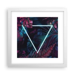 Pôster em moldura branca - Jardim estilo discoteca - 30x30 cm