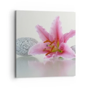 Quadro em tela - Estudo em rosa, cinza e branco - 70x70 cm