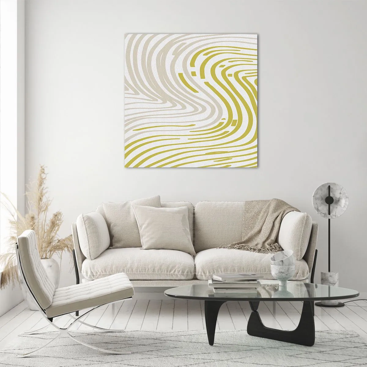 Quadro em vidro - Uma composição com uma curvatura suave - 40x40 cm