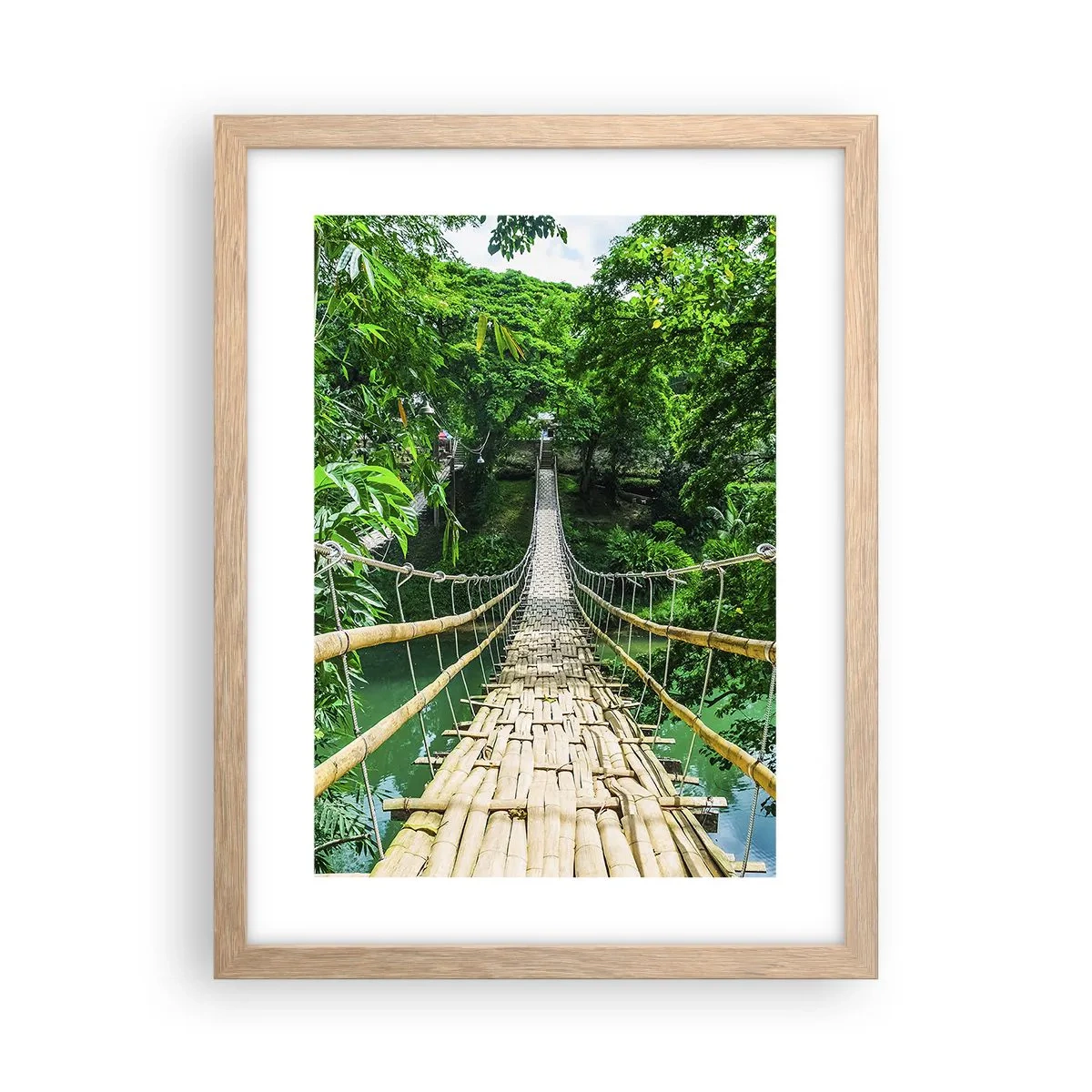 Pôster com moldura de carvalho claro - Ponte de macacos sobre a vegetação - 30x40 cm