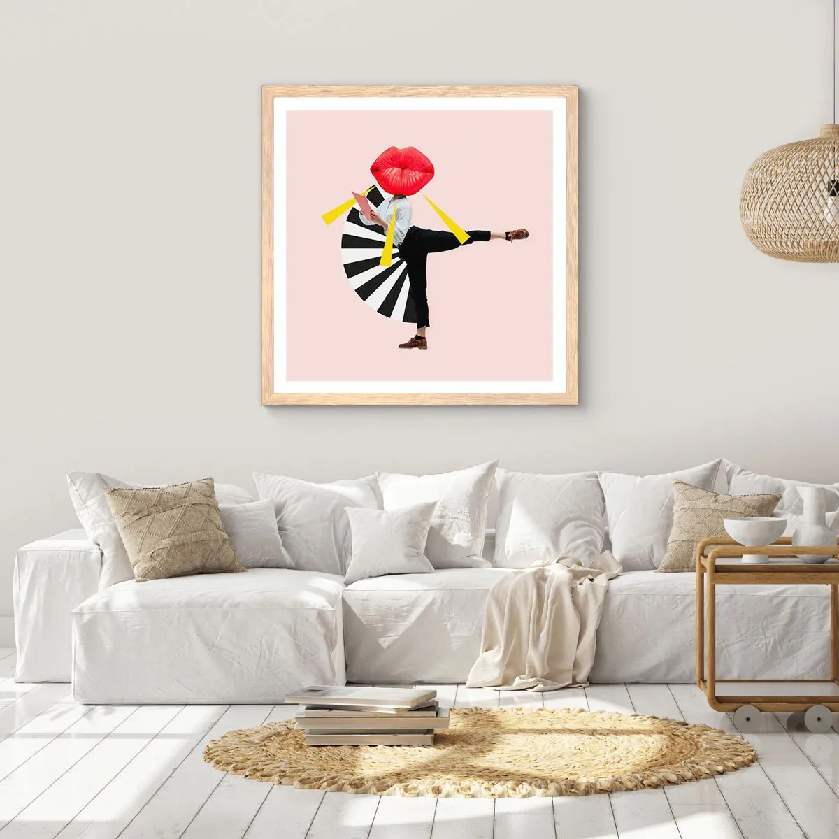 Pôster com moldura de carvalho claro - Arte pop surreal - 30x30 cm