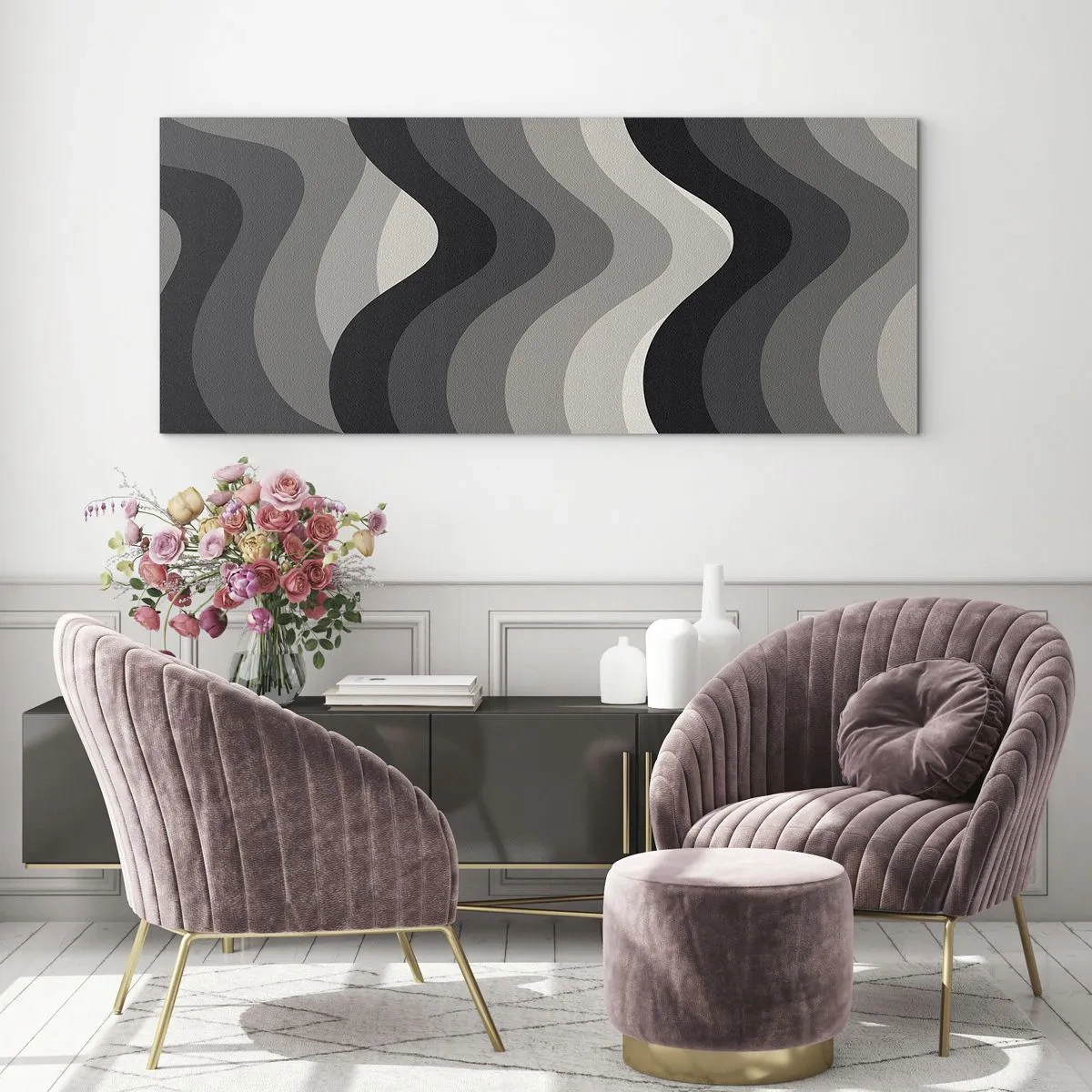 Quadro em vidro - Onda após onda - 100x40 cm