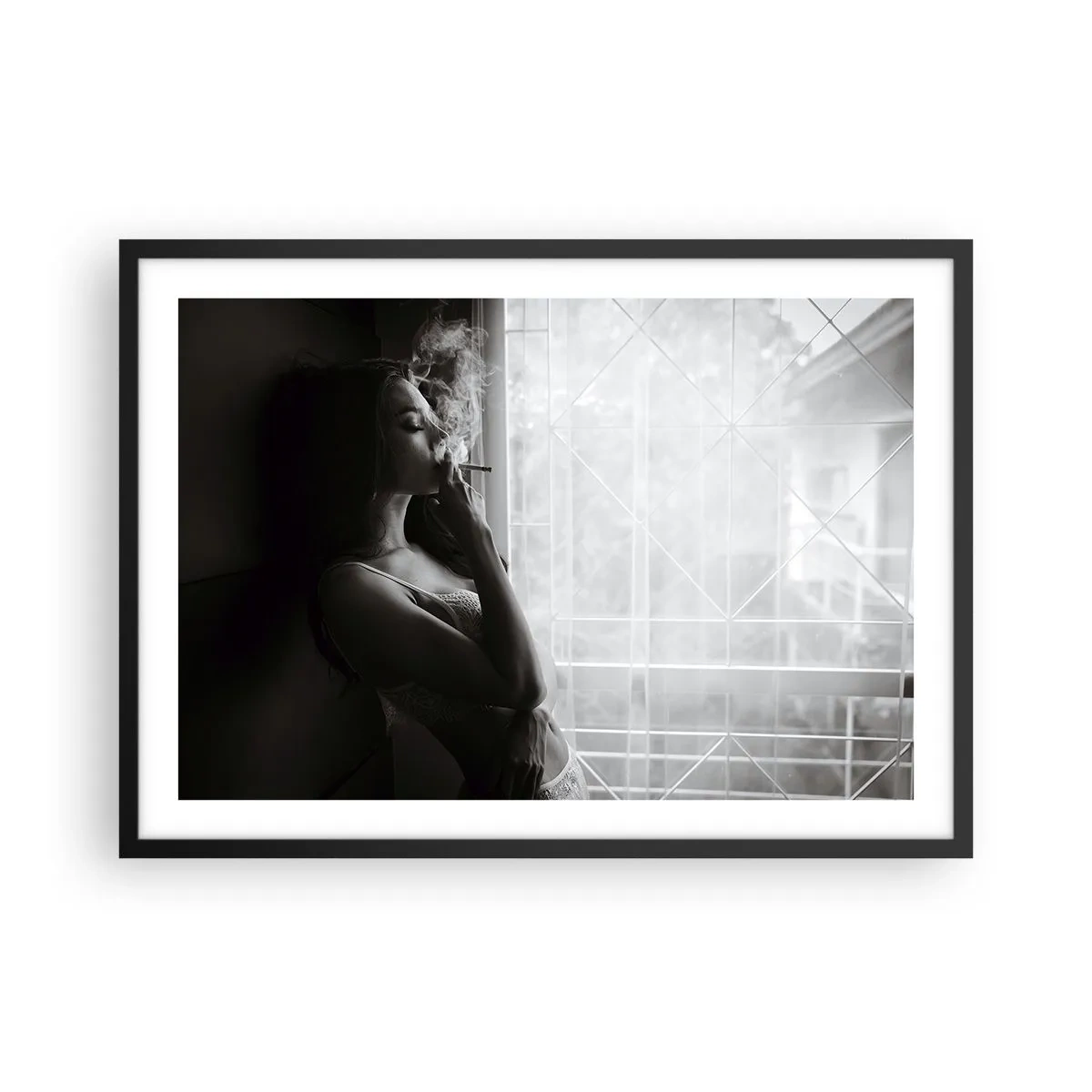 Pôster com moldura preta - Um momento sensual - 70x50 cm