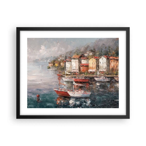 Pôster com moldura preta - Refúgio romântico - 50x40 cm