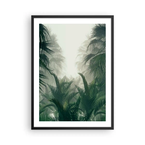 Pôster com moldura preta - Vegetação tropical em um ambiente enevoado - 50x70cm - Mistério tropical - Decoração de parede moderna para a sala de estar e quarto ARTTOR