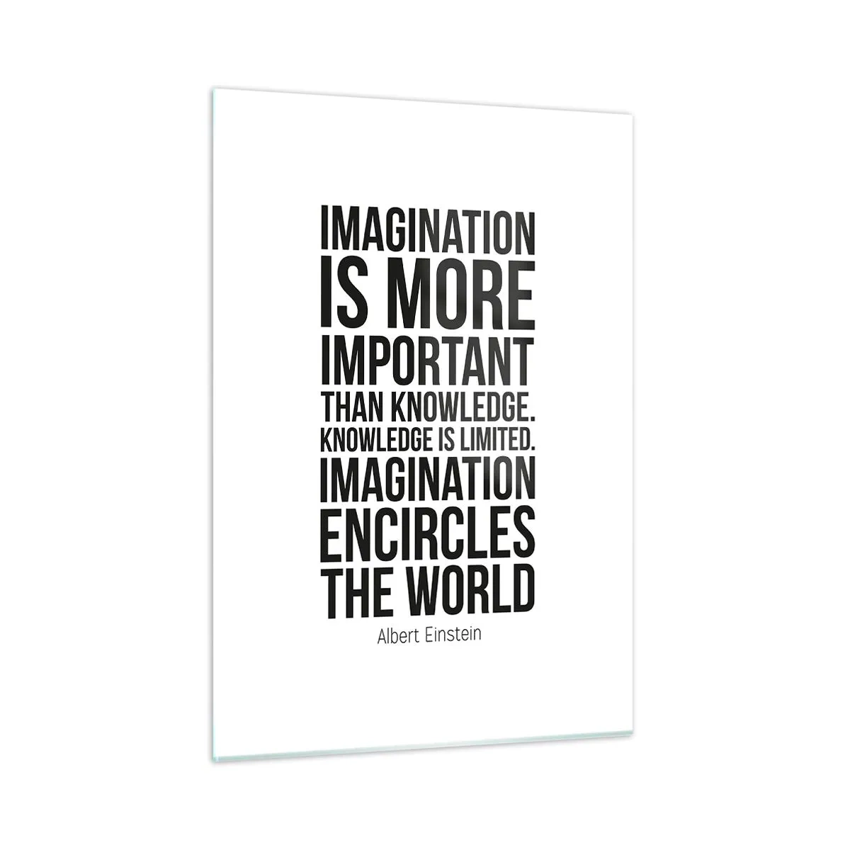 Quadro em vidro - Einstein sobre o poder da imaginação - 50x70 cm
