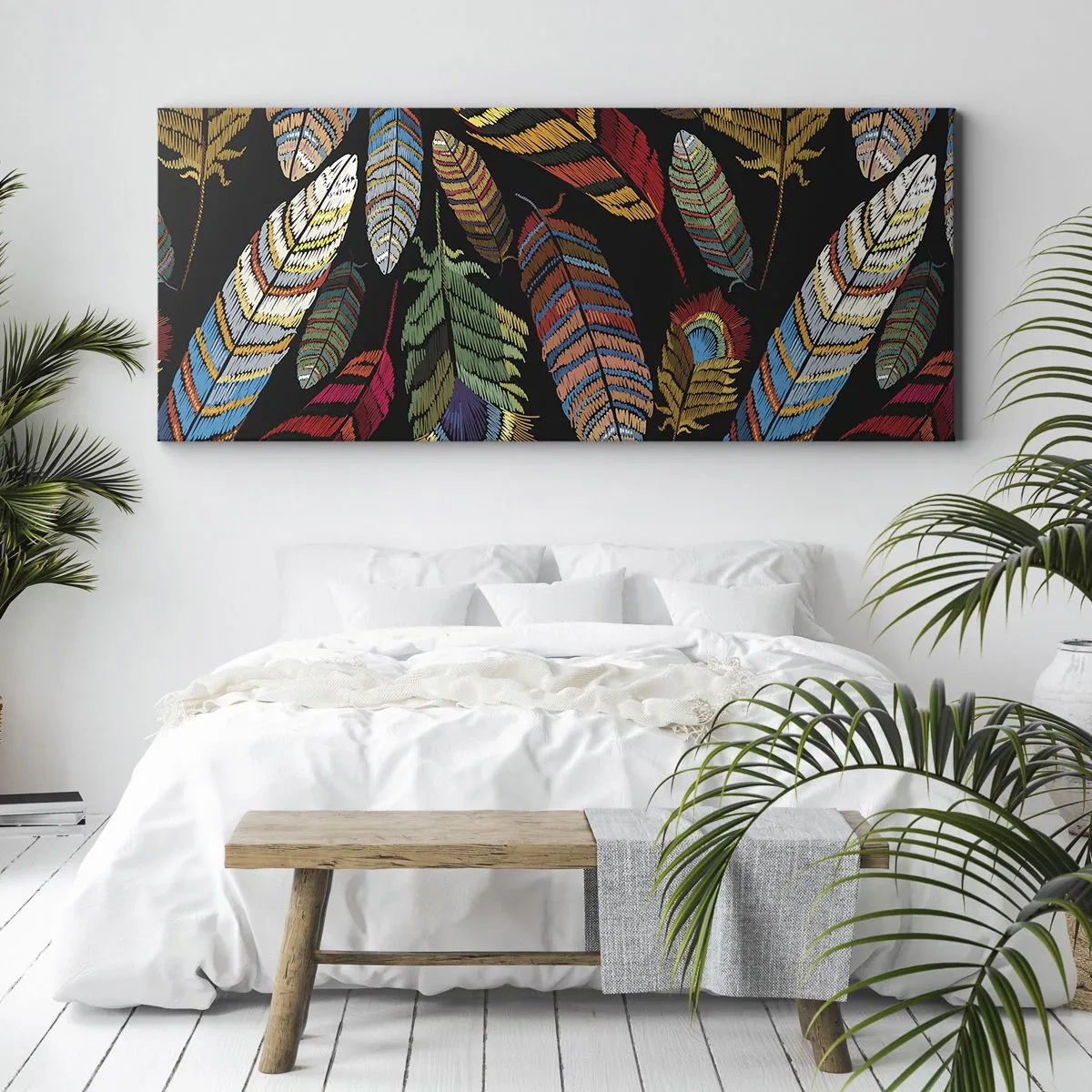 Quadro em tela - O carnaval dos pássaros - 160x50 cm