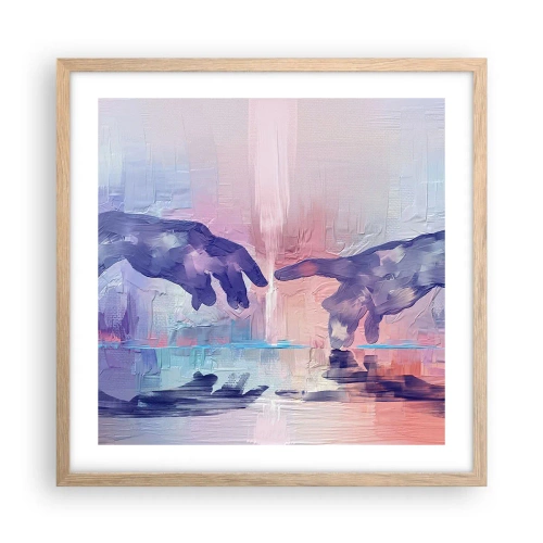 Pôster com moldura de carvalho claro - Faísca divina da vida - 50x50 cm