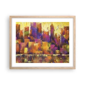 Pôster com moldura de carvalho claro - Composição metropolitana - 50x40 cm