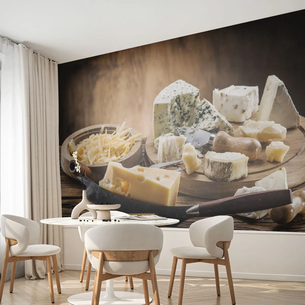 Papel de Parede Premium Canvas - Sorria para o queijo - Gastronomia, Tábua de queijos, Culinária - 250x175 cm