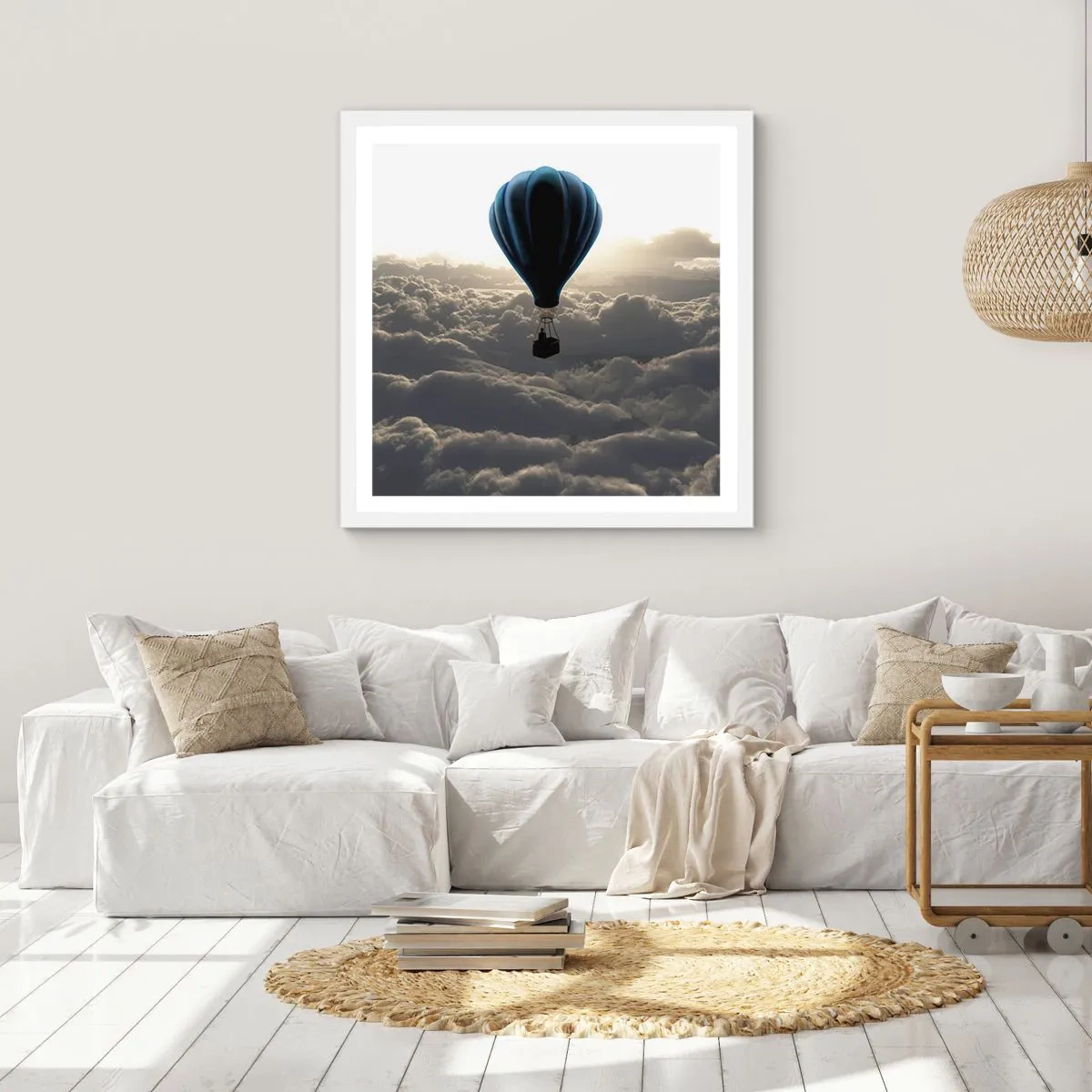 Pôster em moldura branca - Andarilho acima das nuvens - 60x60 cm