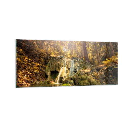 Quadro em vidro - Cascata na floresta - 100x40 cm