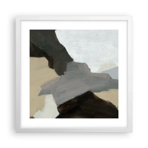Pôster em moldura branca - Abstração: a encruzilhada do cinza - 40x40 cm