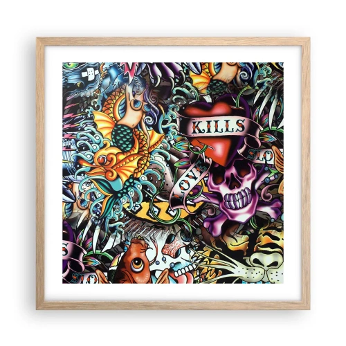 Pôster com moldura de carvalho claro - O sonho do tatuador - 50x50 cm