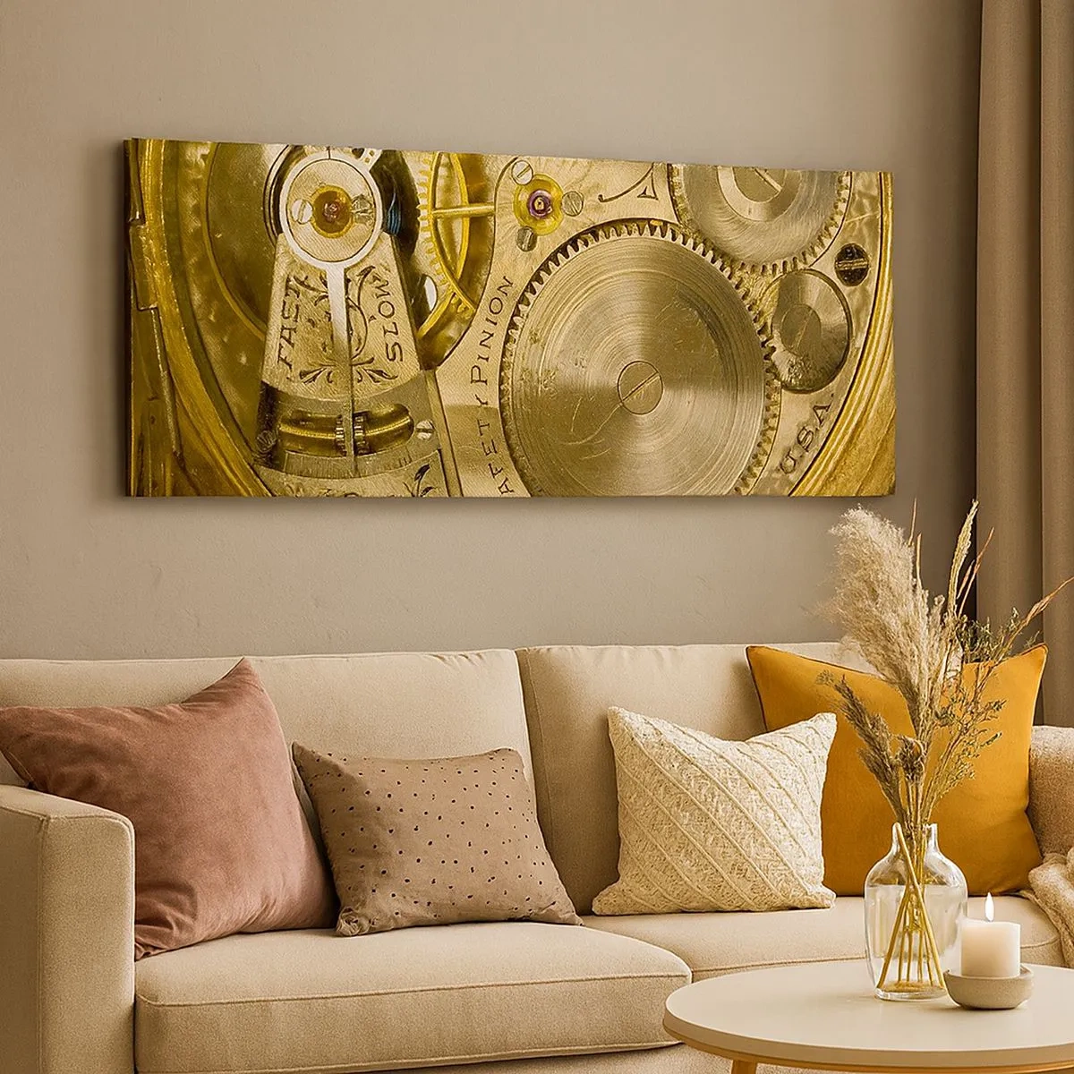 Quadro em tela - Mova-se com o tempo - 100x40 cm