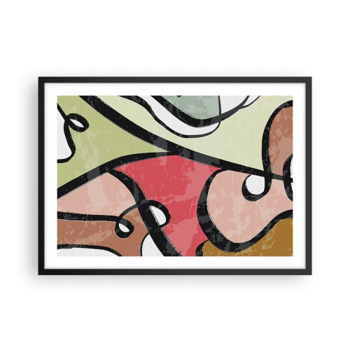 Pôster com moldura preta - Piruetas entre cores - 70x50 cm