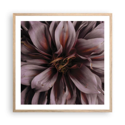 Pôster com moldura de carvalho claro - Coração de flor - 60x60 cm