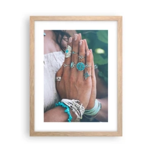 Pôster com moldura de carvalho claro - Bem-vindo ao centro do ser - 30x40 cm