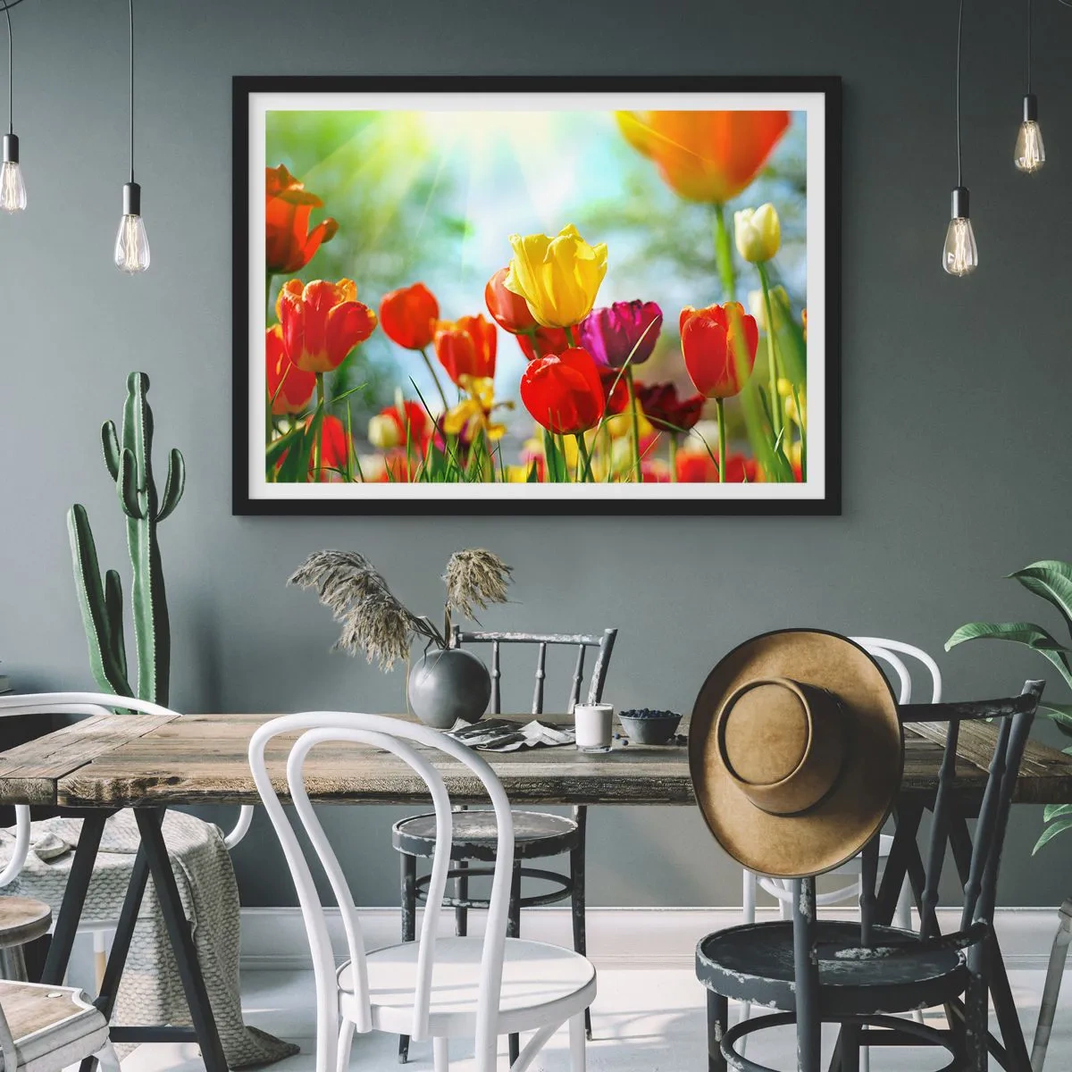 Pôster com moldura preta - Todas as cores do sol - 70x50 cm