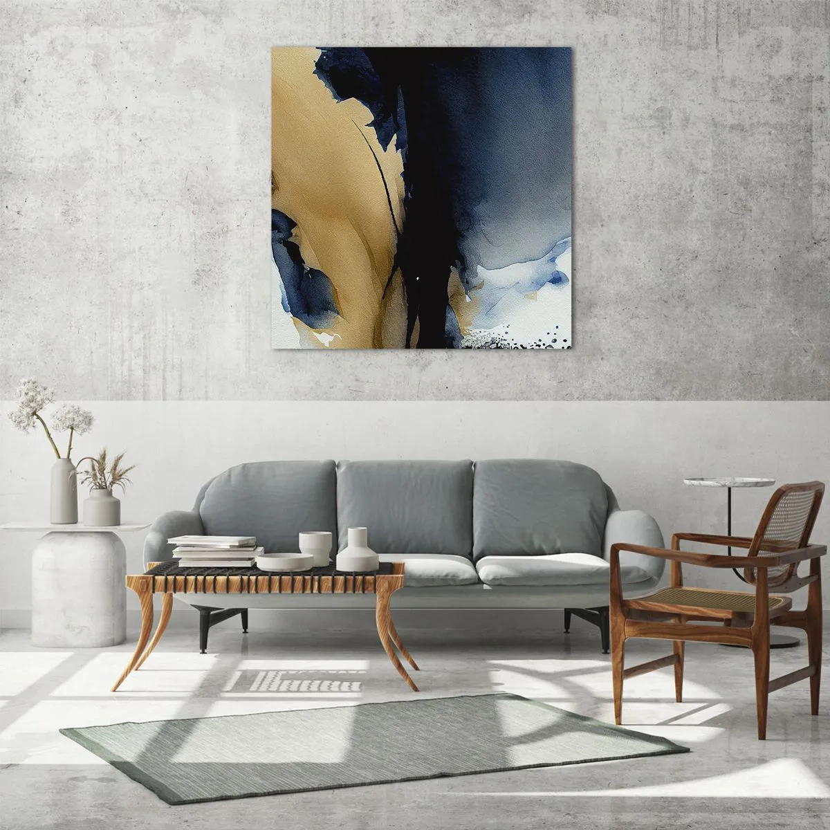 Quadro em vidro - Atrás da cortina - 50x50 cm