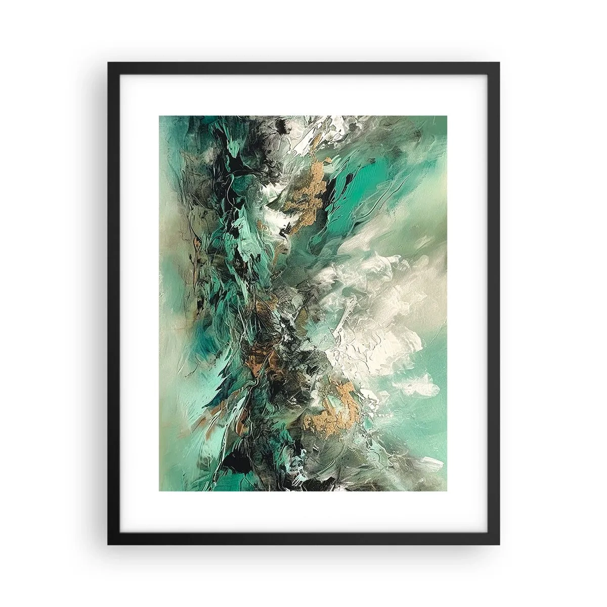 Pôster com moldura preta - Surf esmeralda e preto - 40x50 cm