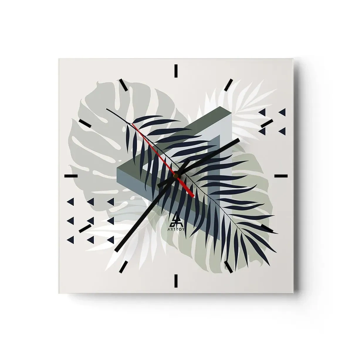 Relógio de parede - Relógio em vidro - Natureza e geometria – duas ordens? - 40x40 cm