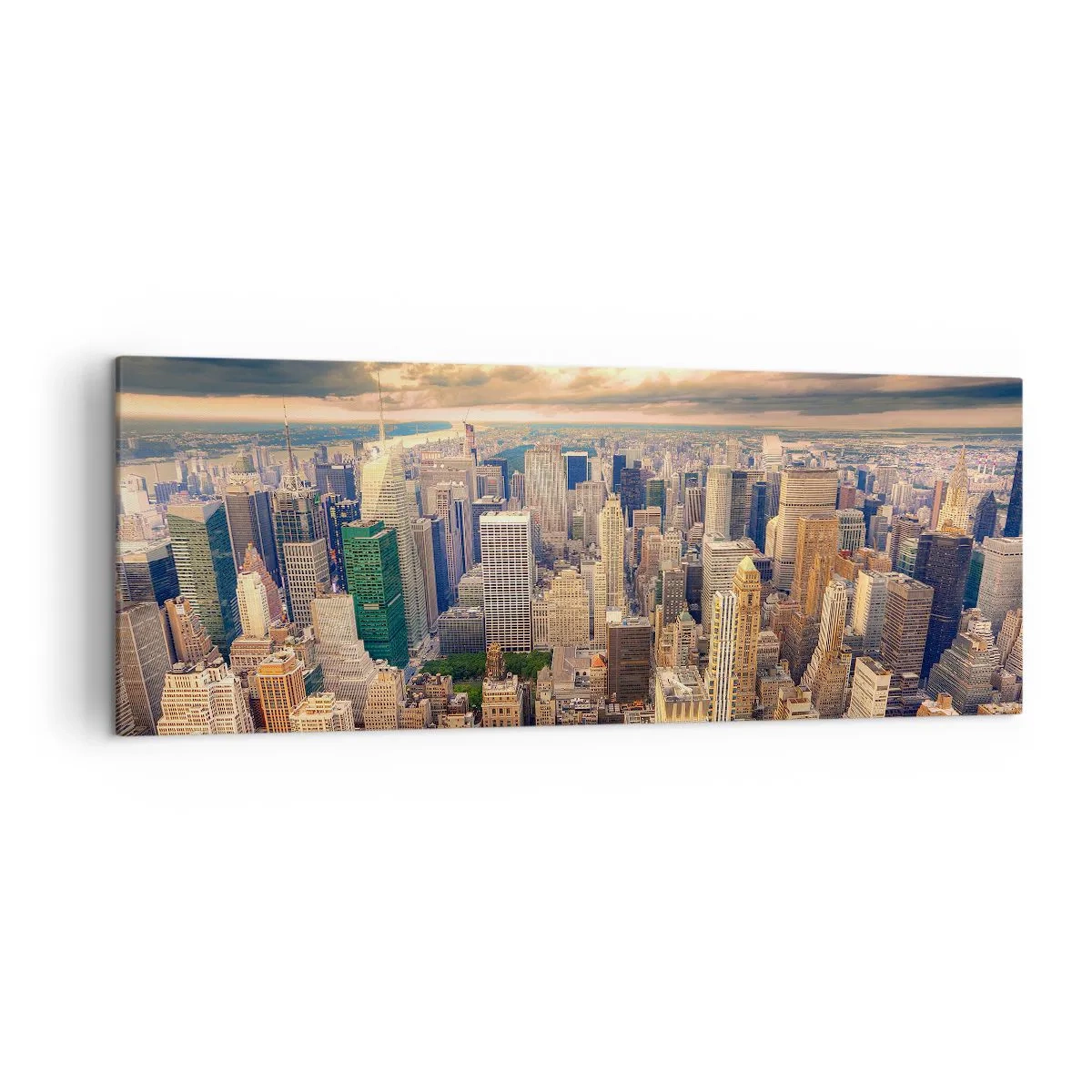 Quadro em tela - Metrópole dourada - 140x50 cm