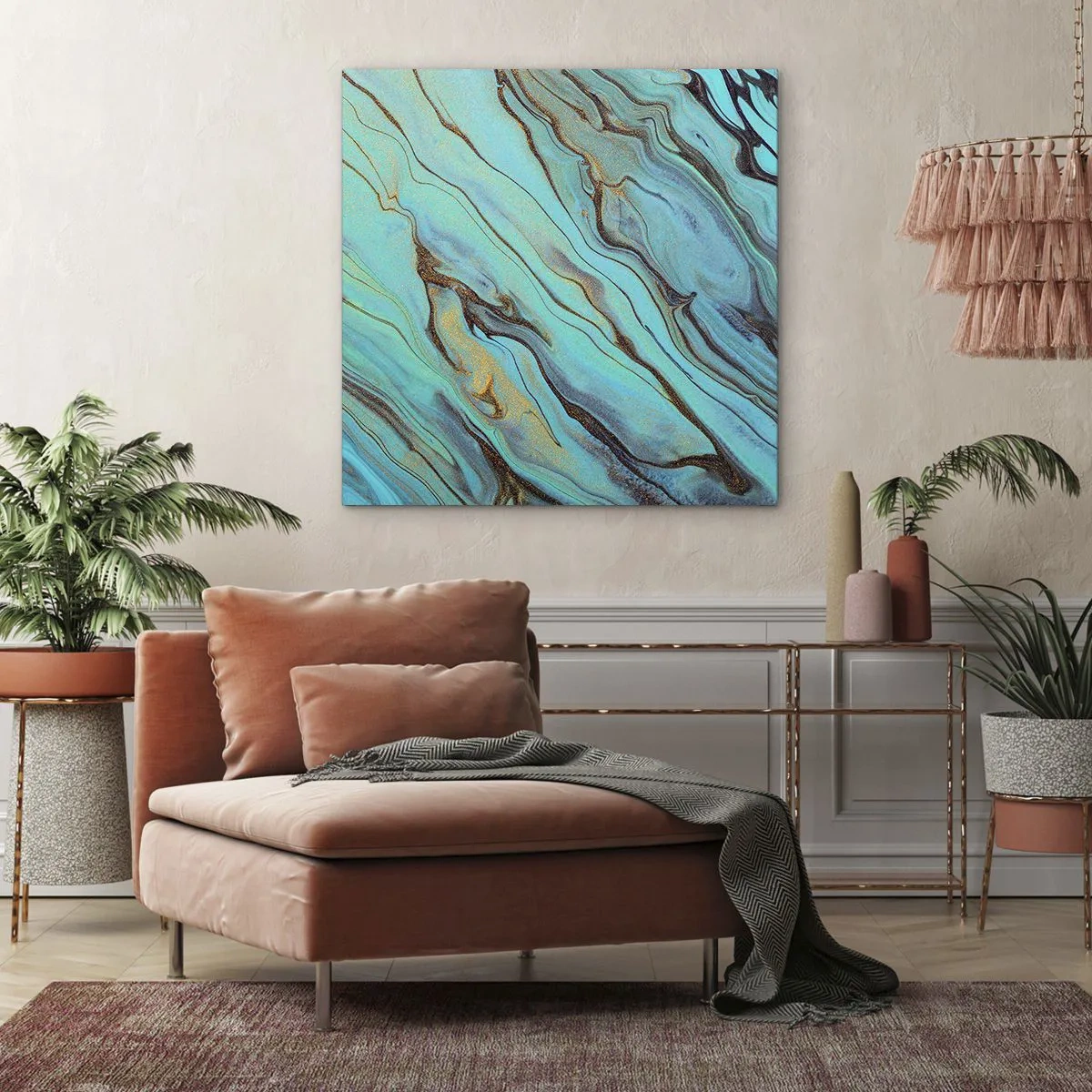 Quadro em tela - Maré Turquesa - 40x40 cm