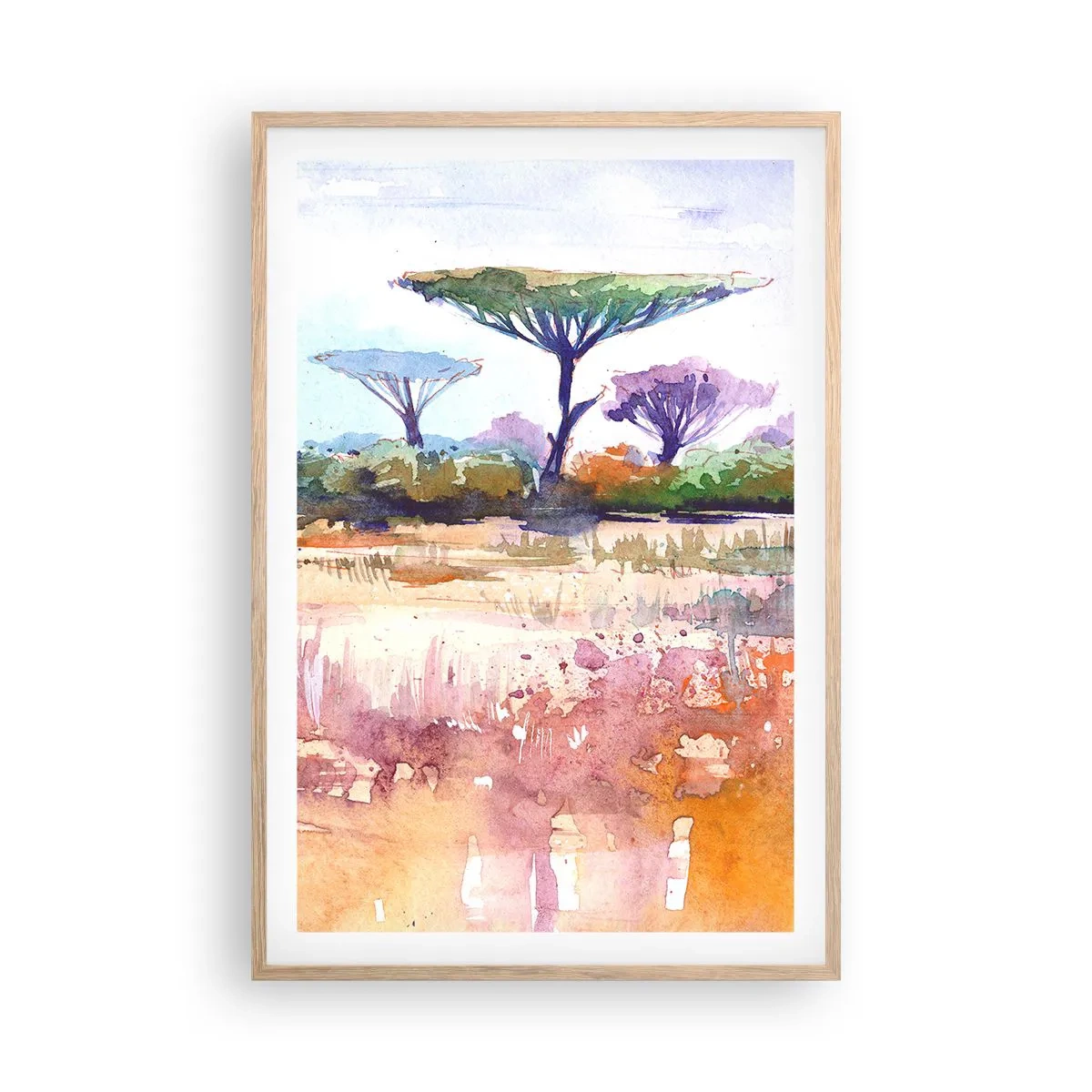 Pôster com moldura de carvalho claro - Cores da savana - 61x91 cm