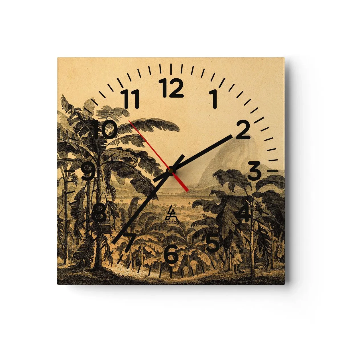Relógio de parede - Relógio em vidro - num clima colonial - 40x40 cm