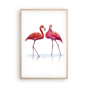 Pôster com moldura de carvalho claro - Rosa randez-vous - 61x91 cm