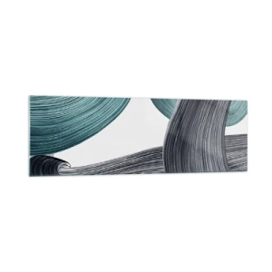 Quadro em vidro - Trilhas esmeralda e preta - 160x50 cm