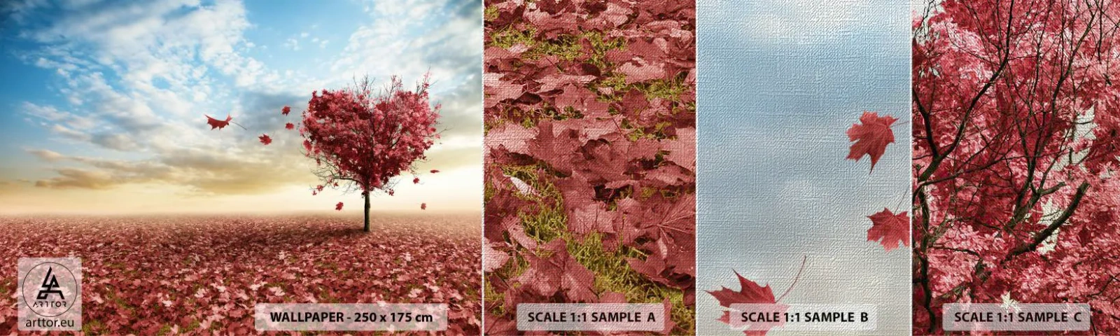 Amostra de papel de parede Premium Canvas - Ame também o outono - Paisagem, Gráficos, Árvore - 100x30 cm