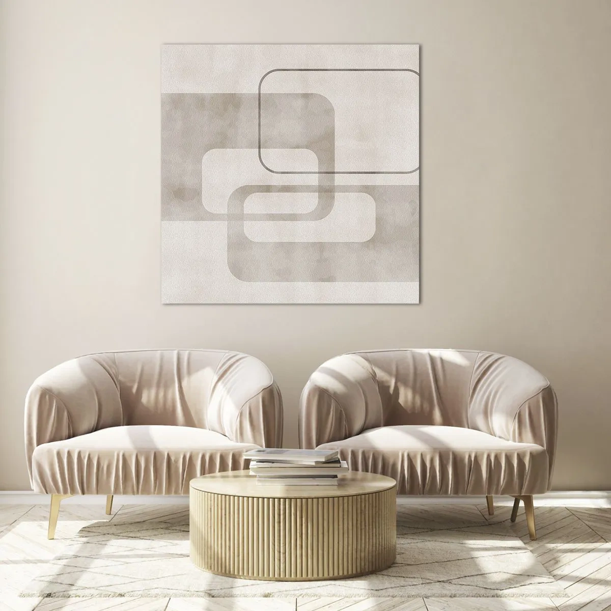 Quadro em vidro - Argamassa geométrica - 70x70 cm