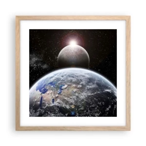 Pôster com moldura de carvalho claro - Paisagem espacial - o nascer do sol - 40x40 cm