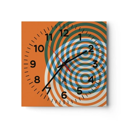Relógio de parede - Relógio em vidro - Variação circular abstrata - 30x30 cm